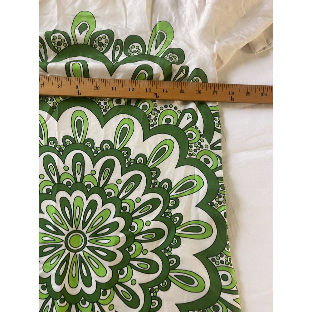 Vintage 90s MILLY Silk Dress Womens Size 6 Green White Mandala Graphic Lined Mod - Picture 7 of 8